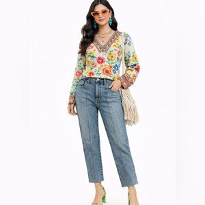 Pistola button fly high rise Distressed Blue Denim Jeans Size 26